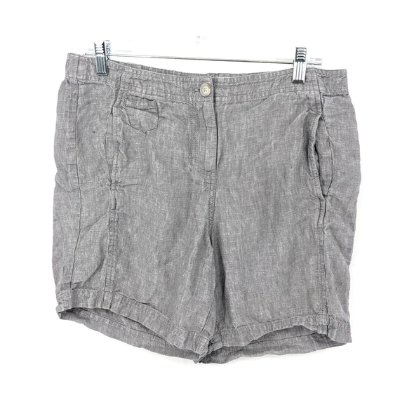 J Jill Love Linen Shorts Womens Size 10 Gray Relaxed - Picture 1 of 11
